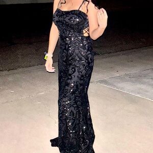 Black sequin prom dress